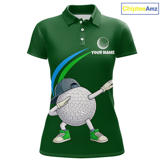 Green Funny Golf Ball Custom Team Polo Shirt, Personalized Womens Golf Polo Shirt, Golf Lovers Gift NBT605