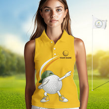 Load image into Gallery viewer, Yellow Funny Golf Ball Custom Team Polo Shirt, Personalized Womens Sleeveless Golf Polo Shirt, Golf Lovers Gift NBT606