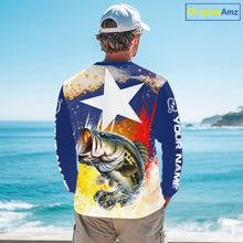 Load image into Gallery viewer, Custom Texas Flag Bass Fishing Shirts, Funny Fishing Beer Shirts Long Sleeve For Team NBT618