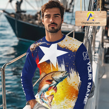 Load image into Gallery viewer, Custom Texas Flag Redfish Fishing Shirts, Funny Fishing Beer Shirts Long Sleeve For Team NBT619