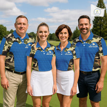 Load image into Gallery viewer, Blue Camo Mens Golf Polo Shirts Custom Golf Outfit For Mens, Team Golf Shirts NBT632