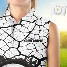 Load image into Gallery viewer, Golf Ball Breaking Sleeveless Polo Shirt, Black And White Cracking Pattern Polo Shirt, Best Golf Gift For Women NBT542