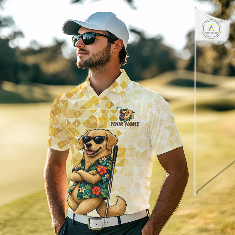Funny Yellow Labrador Dog Golf Polo Shirt Mens Custom Name Team Golf Shirts, Golf Gifts NBT957