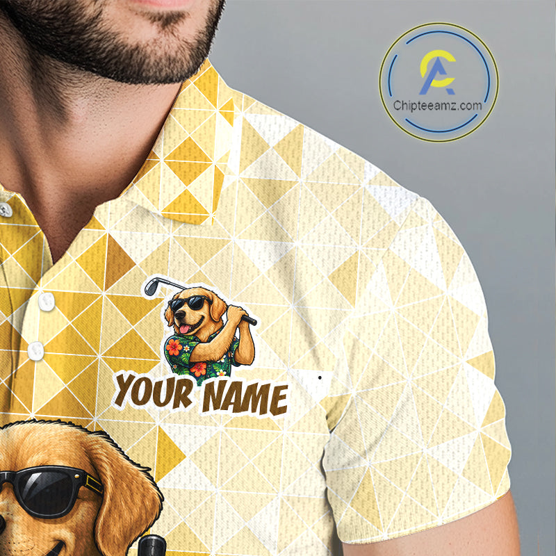 Funny Yellow Labrador Dog Golf Polo Shirt Mens Custom Name Team Golf Shirts, Golf Gifts NBT957