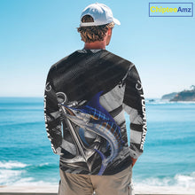 Load image into Gallery viewer, Personalized Marlin Fishing Long Sleeve Anchor Vector Custom Name Black Camo, Saltwater Fishing Shirts NBT473