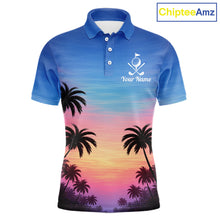 Load image into Gallery viewer, Custom Palm Tree Polo Golf Shirts For Men, Hawaii Tropical Personalized Polo Shirts, Golf Gifts NBT543