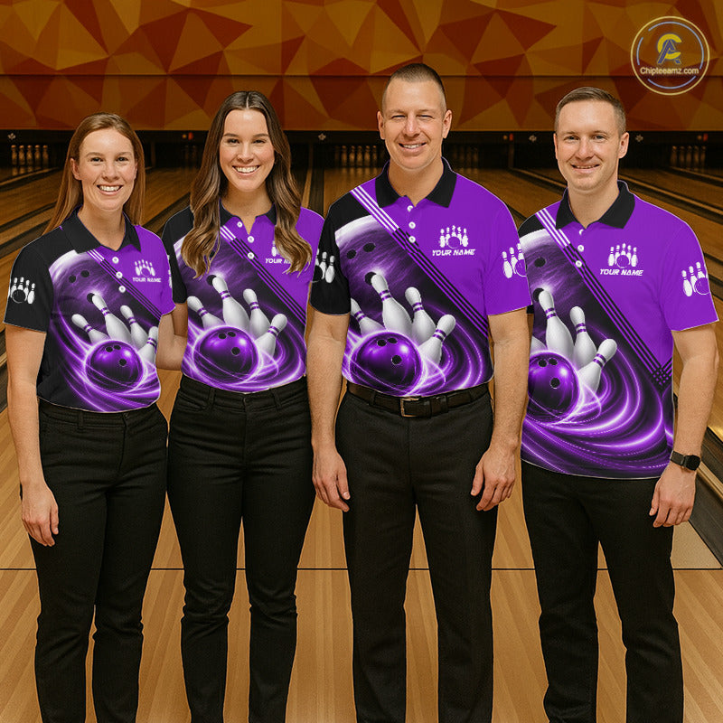 Personalized Purple Bowling Jersey Bowling Polo Shirt For Women, Team Bowling League Shirts NBT945