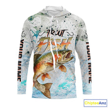 Load image into Gallery viewer, Rainbow Trout Custom UPF Fishing Shirt Long Sleeve Hooded, Trout Fishing Jerseys NBT417
