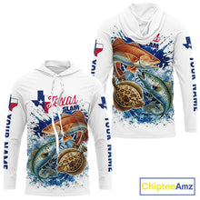 Load image into Gallery viewer, Texas Slam Fishing Trout, Redfish, Flounder Long Sleeve Hooded Fishing Shirts, Texas Flag Fishing Jerseys NBT445