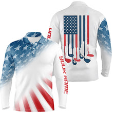 Load image into Gallery viewer, Gradient American Flag Mens Golf Polo Shirts Patriotic Usa Golf Shirts For Men Cool Golf Gifts LDT0278