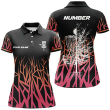 Load image into Gallery viewer, Personalized Disc Golf Basket Tree Pink Gradient Womens Polo Shirt Disc Golf Shirts For Women LDT0720