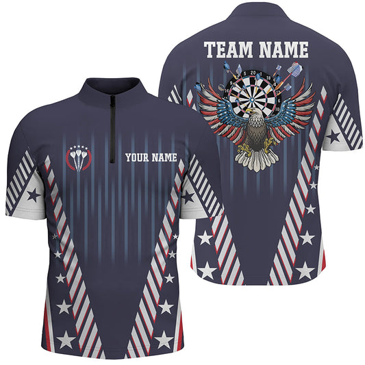 Personalized Patriot Us Flag Darts Quarter-Zip Shirt Navy Eagle Custom Darts Shirt For Men LDT0730