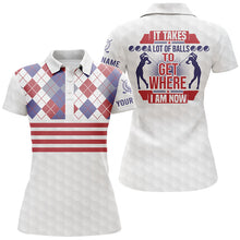 Load image into Gallery viewer, It Takes A Lot Of Balls Argyle Pattern Golf Polos Customized Golf Shirts For Women Golf Gifts LDT0952