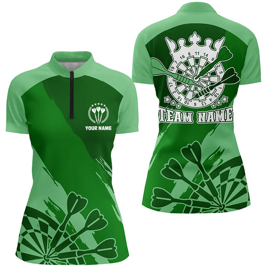 Personalized Green Darts Quarter-Zip Shirt Custom Cool Darts Shirt For Women Darts Jersey LDT0802