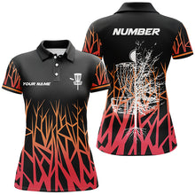 Load image into Gallery viewer, Personalized Disc Golf Basket Tree Red Gradient Womens Polo Shirt Disc Golf Shirts For Women LDT1058