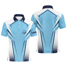 Load image into Gallery viewer, Blue White Personalized Mens Golf Polo Shirt Custom Name Golf Shirts For Men Golfing Gifts LDT1436