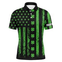 Load image into Gallery viewer, St. Patrick's Day American Flag Mens Golf Polo Shirt Green Clover Leaf Patriotic Golf Tops For Men LDT1039