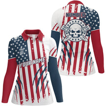 Load image into Gallery viewer, American Flag Scratches Custom Disc Golf Polo Shirts Patriotic Disc Golf Gifts For Women LDT0281