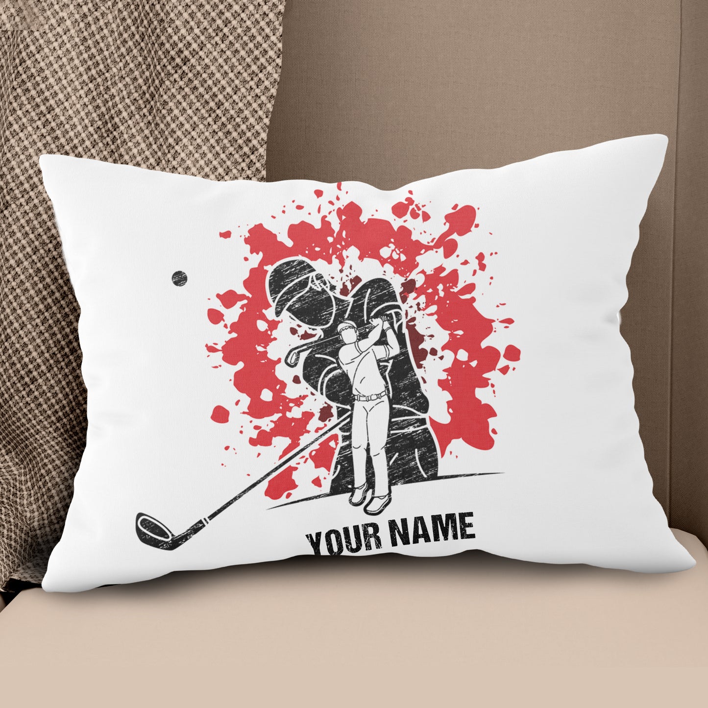Cartoon Golfer Silhouette Custom Name Pillow Personalized Golfer Gifts LDT1115