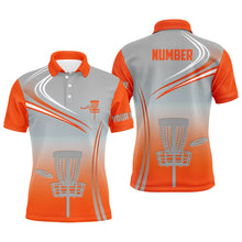 Load image into Gallery viewer, Orange &amp; Grey Mens Disc Golf Polo Shirts Customized Disc Golf Tops For Men Golfing Gifts LDT1322