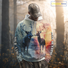 Load image into Gallery viewer, Deer Hunting in snow American Flag Long Sleeve, Hoodie Shirt NHT02