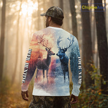 Load image into Gallery viewer, Deer Hunting in snow American Flag Long Sleeve, Hoodie Shirt NHT02