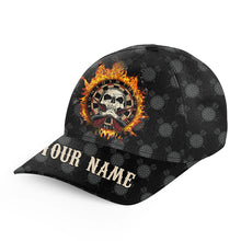 Load image into Gallery viewer, Personalized Darts Flame Skull Baseball Hats Custom Fire Crazy Darts Cap For Dart Players Darts Gift LDT1291