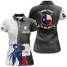 Load image into Gallery viewer, Texas Flag Womens Golf Polo Shirts, Black And White Patriotic Golf Shirts For Women, Best Golf Gifts LDT0096