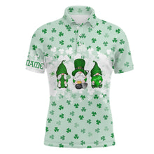 Load image into Gallery viewer, St. Patrick's Day Watercolor Gnomes On Green Clover Mens Golf Polo Shirts Funny Golf Shirts For Men LDT1020