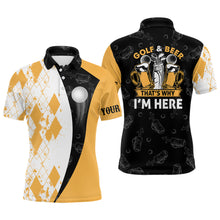 Load image into Gallery viewer, Golf And Beer That's Why I'm Here Argyle Mens Polo Shirt Beer Golf Shirt For Men Golf Gifts LDT0538