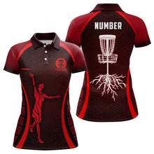 Load image into Gallery viewer, Womens Red Golf Polo Shirts, Custom Cool Golf Shirts Disc Golf Shirts For Women, Cool Golf Gifts LDT0059
