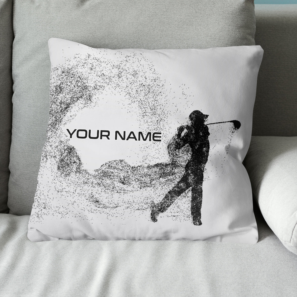 Silhouette Golf Player Custom Throw Pillow Personalized Golfing Gifts LDT1125