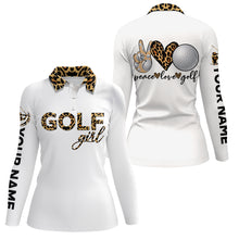 Load image into Gallery viewer, Leopard Golf Girl Peace Love Golf Women Polo Shirts Custom Golf Shirts For Women Golf Gifts LDT0405