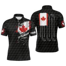 Load image into Gallery viewer, 3D Canada Flag Black Mens Golf Polo Shirt Red Maple Leaf Golf Tops For Men Patriotic Golf Gifts LDT1483