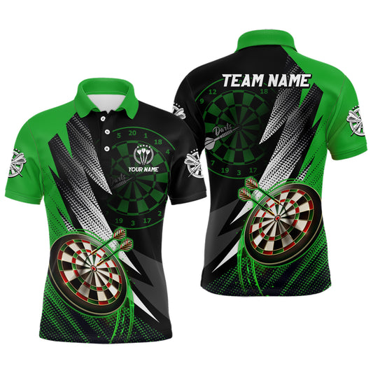 Personalized Green Black Mens Darts Polo Shirt Custom Cool Darts Shirt For Men Team Jersey LDT0960