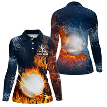 Load image into Gallery viewer, Fire And Water Golf Ball Custom Womens Polo Shirt Lightning Golf Shirts For Women Golf Gifts LDT0447