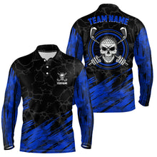 Load image into Gallery viewer, Personalized 3D All Over Print Skull Mens Golf Polo Shirt Navy Black Golf Shirts For Men LDT0448