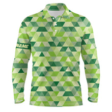 Load image into Gallery viewer, Geometric Green Mens Golf Polo Shirts Custom St Patrick Day Golf Shirts For Men Golf Gifts LDT1415