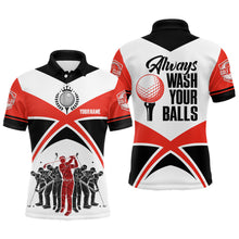 Load image into Gallery viewer, Always Wash Your Balls Golf Polo Shirts Custom Orange Black Golf Shirts For Men, Golf Gifts LDT0212