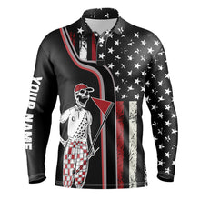 Load image into Gallery viewer, Retro American Flag Skull Golf Mens Polo Shirts Custom Patriotic Golf Shirts For Men Golf Gifts LDT0552