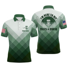 Load image into Gallery viewer, I'm Here To Hit Trees &amp; Curse Green Mens Disc Golf Shirt Custom Geometric Disc Golf Tops For Men LDT0516