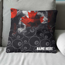 Load image into Gallery viewer, Personalized Vintage Smoke Canadian Flag 8 Ball Billiard Throw Pillow VHM0909