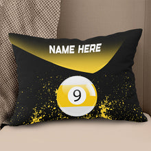 Load image into Gallery viewer, Personalized Yellow 9 Ball Billiard Pillow Custom Gifts For Pool Players VHM0926