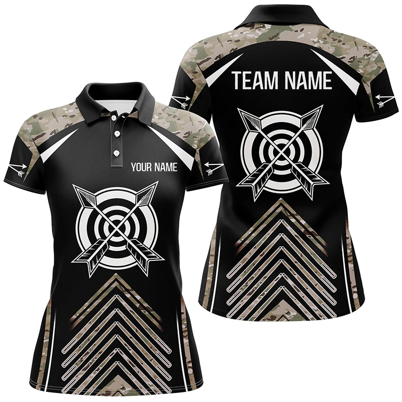 Personalized Camouflage 3D Target Archery Polo Shirts For Women, Custom Arrows Archery Team Shirts  VHM0762