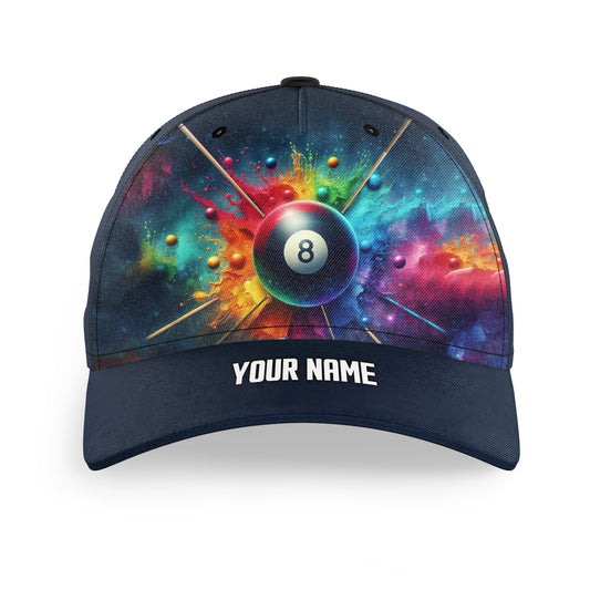 Personalized Colorful Painted 8 Ball Billiard 3D Hats Cap For Pool Player, Custom Top Hat Billiards VHM1041