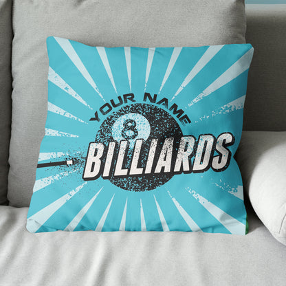Personalized Blue Vintage 8 Ball Billiards Pillow Custom Billiards Gifts VHM0823
