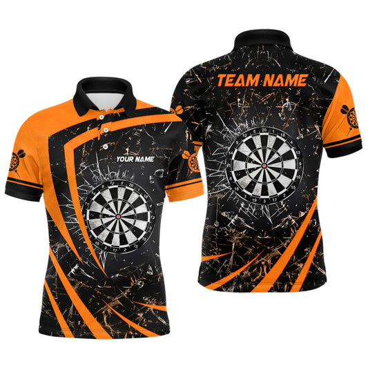 Personalized Orange Glass Break Dart Polo Shirts Custom Dart Shirts For Men Dart Team Shirts VHM1157