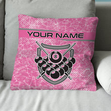 Load image into Gallery viewer, Personalized Pink Billiard 8 Ball Pillow Custom Pool Balls Pillow Gifts VHM0865