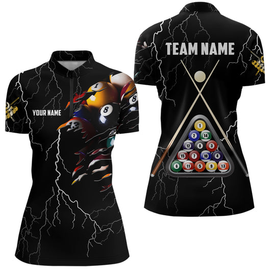 Personalized Thunder Billiard Ball 3D Quarter-Zip Shirts For Women Custom Billiard Pool Balls Jerseys VHM0722