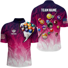 Load image into Gallery viewer, Personalized Pool Player Billiards 8 Ball Shirts For Men, Custom US Flag Billiard Team Jerseys VHM1184
